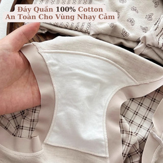 Quần Lót Nữ Cotton Co Dãn Mềm Thoáng Hoạ Tiết Xinh, Quần Chip Viền Su Chống Hằn King Shop L-8383