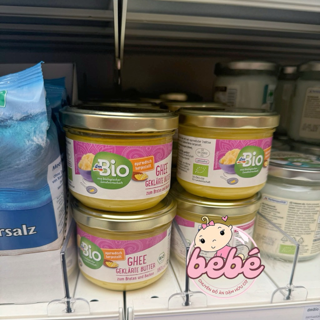 Bơ Ghee hữu cơ cho bé ăn dặm Ghee Easy, Ener Bio, DmBio nội địa Đức béo thơm dễ ăn