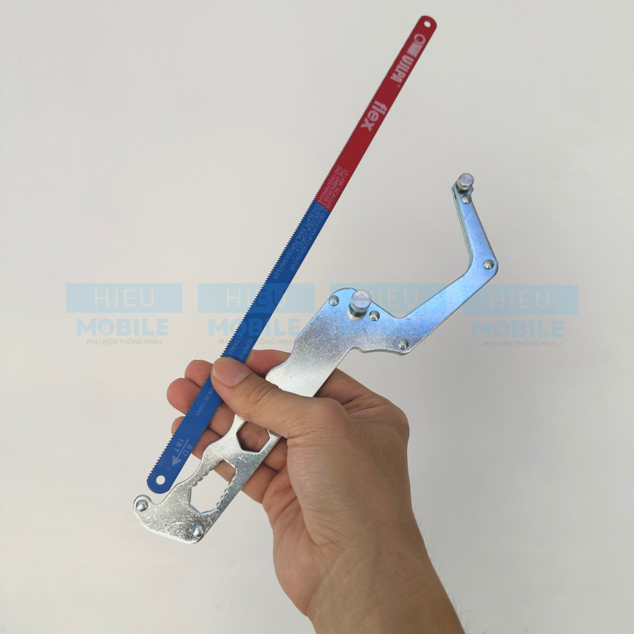 Khung cưa thép 3 lớp dài 32cm kiêm cờ lê tháo mở ốc bulông kèm lưỡi cắt gỗ nhựa kim loại đa năng