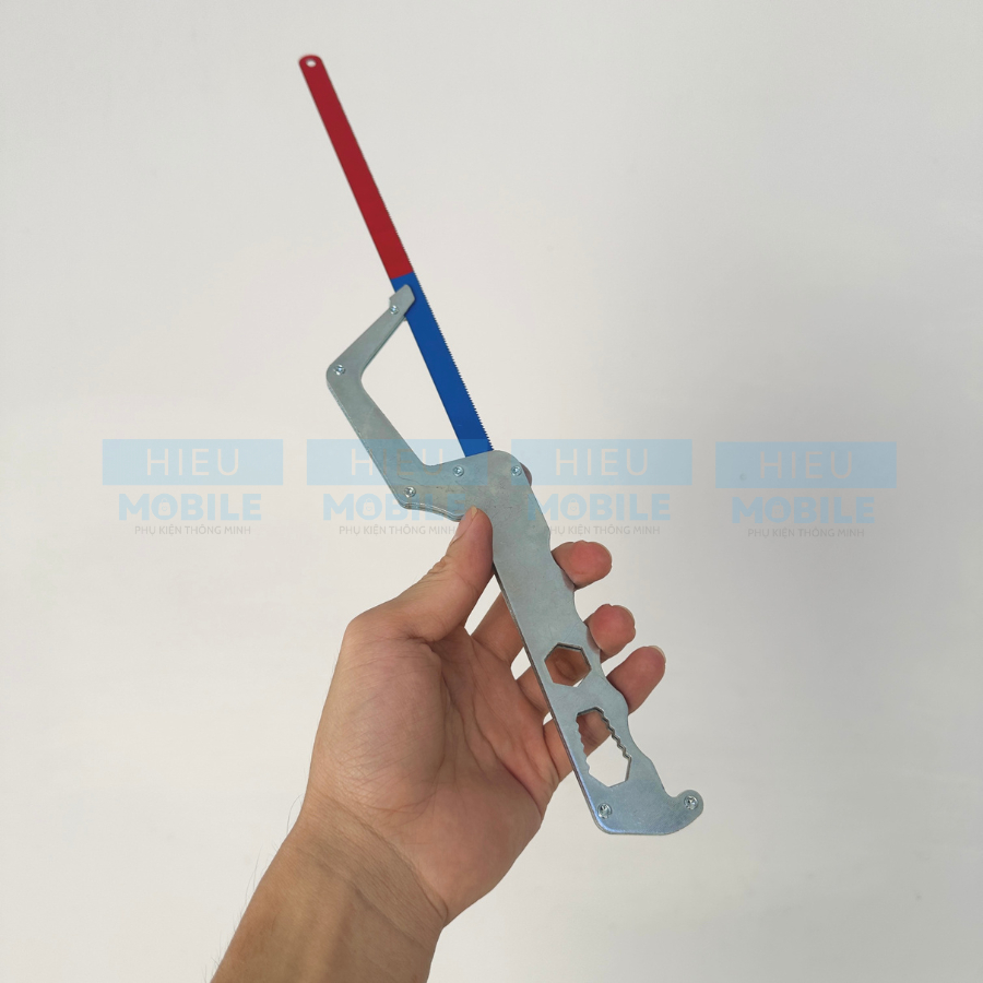 Khung cưa thép 3 lớp dài 32cm kiêm cờ lê tháo mở ốc bulông kèm lưỡi cắt gỗ nhựa kim loại đa năng