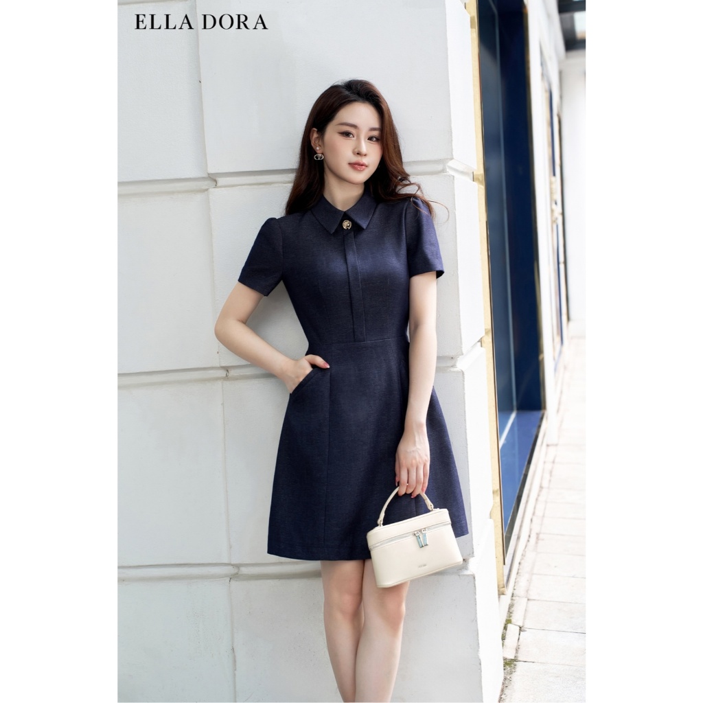 Đầm Denim ELLA DORA thiết kế 1 cúc đồng form tôn dáng sang trọng thanh lịch dễ mặc 4 mùa [D245]
