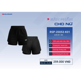 Quần 2 lớp thể thao NỮ VELOSAR vận động thoải mái phù hợp Chạy bộ, Pickleball, Tennis, RSP-20053