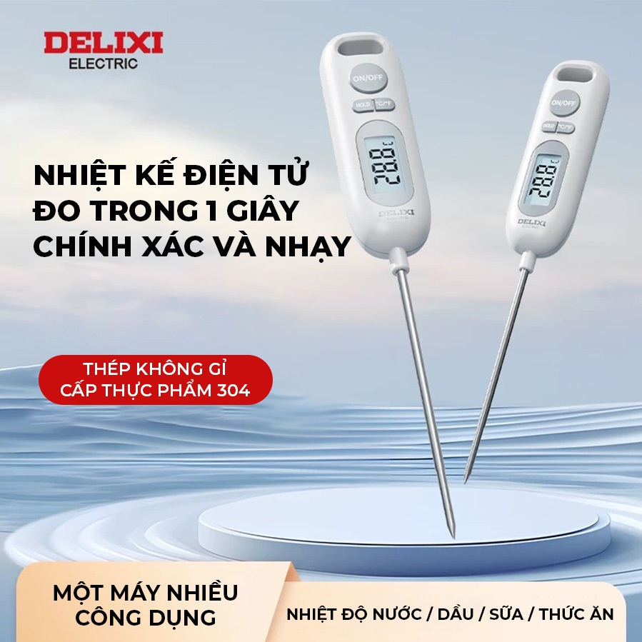Nhiệt Kế Điện Tử Đa Năng DELIXI Đo Nước Pha Sữa Thực Phẩm Nước Tắm Cho Bé