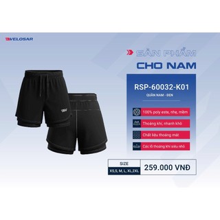 Quần 2 lớp thể thao Nam  VELOSAR vận động thoải mái phù hợp Chạy bộ, Pickleball, Tennis, RSP-60032