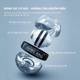Bóng tập cổ tay Gyro Ball kim loại cao cấp hỗ trợ tập gym, thể thao, phục hồi cơ tay BTCT550