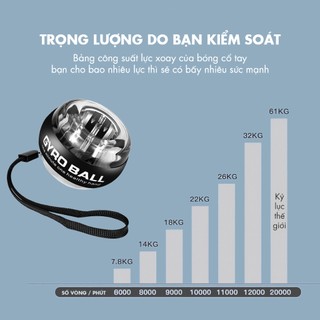 Bóng tập cổ tay Gyro Ball kim loại cao cấp hỗ trợ tập gym, thể thao, phục hồi cơ tay BTCT550