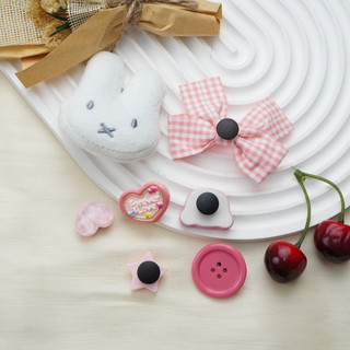 Bộ 7 Sticker, Charm 3D chủ đề Thỏ nơ hồng nhựa cứng gắn Dép Sục, Cá Sấu Mita JB-381