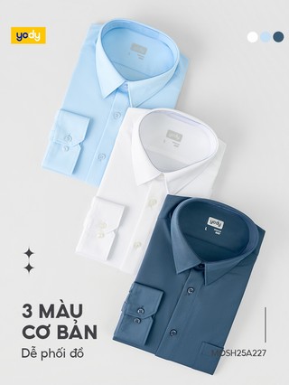Áo sơ mi nam YODY dài tay quốc dân mềm mịn thấm hút nhanh dáng suông MOSH25A227