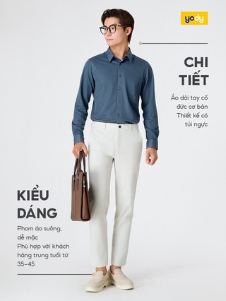 Áo sơ mi nam YODY dài tay quốc dân mềm mịn thấm hút nhanh dáng suông MOSH25A227