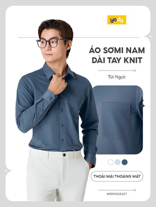 Áo sơ mi nam YODY dài tay quốc dân mềm mịn thấm hút nhanh dáng suông MOSH25A227