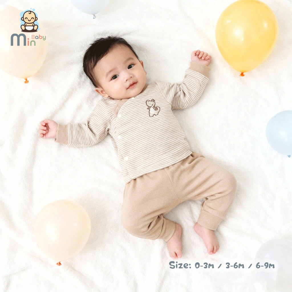 Bộ Sơ Sinh Nỉ Bé Trai 1 Lớp Cực Ấm Siêu Nhẹ Mềm Mại Thấm Hút Tốt - Hàng Chính Hãng MIN0472