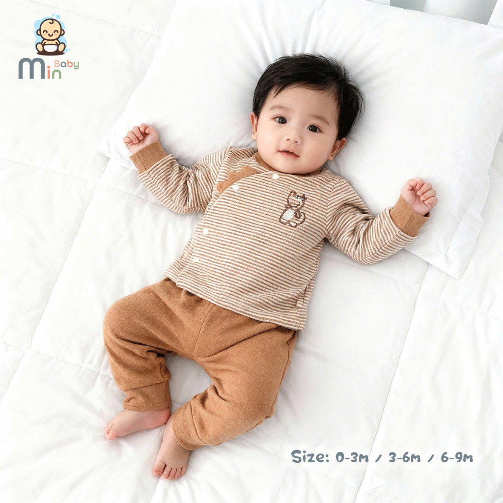 Bộ Sơ Sinh Nỉ Bé Trai 1 Lớp Cực Ấm Siêu Nhẹ Mềm Mại Thấm Hút Tốt - Hàng Chính Hãng MIN0472