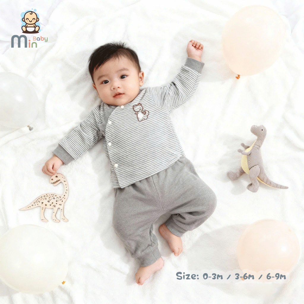 Bộ Sơ Sinh Nỉ Bé Trai 1 Lớp Cực Ấm Siêu Nhẹ Mềm Mại Thấm Hút Tốt - Hàng Chính Hãng MIN0472