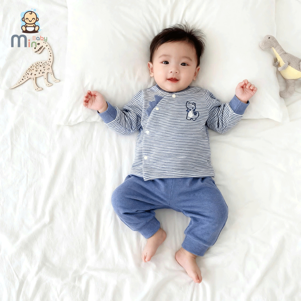 Bộ Sơ Sinh Nỉ Bé Trai 1 Lớp Cực Ấm Siêu Nhẹ Mềm Mại Thấm Hút Tốt - Hàng Chính Hãng MIN0472