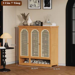 Tủ giày gỗ tre dung tích lớn lắp ráp 3,4 cửa bền đẹp tiện ích, Tủ đựng giày dép 7,8 tầng cửa mở sang trọng — ảnh 1