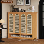 Tủ giày gỗ tre dung tích lớn lắp ráp 3,4 cửa bền đẹp tiện ích, Tủ đựng giày dép 7,8 tầng cửa mở sang trọng — ảnh 3