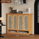 Tủ giày gỗ tre dung tích lớn lắp ráp 3,4 cửa bền đẹp tiện ích, Tủ đựng giày dép 7,8 tầng cửa mở sang trọng — ảnh 4