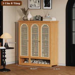 Tủ giày gỗ tre dung tích lớn lắp ráp 3,4 cửa bền đẹp tiện ích, Tủ đựng giày dép 7,8 tầng cửa mở sang trọng — ảnh 6