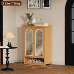 Tủ giày gỗ tre dung tích lớn lắp ráp 3,4 cửa bền đẹp tiện ích, Tủ đựng giày dép 7,8 tầng cửa mở sang trọng — ảnh 8