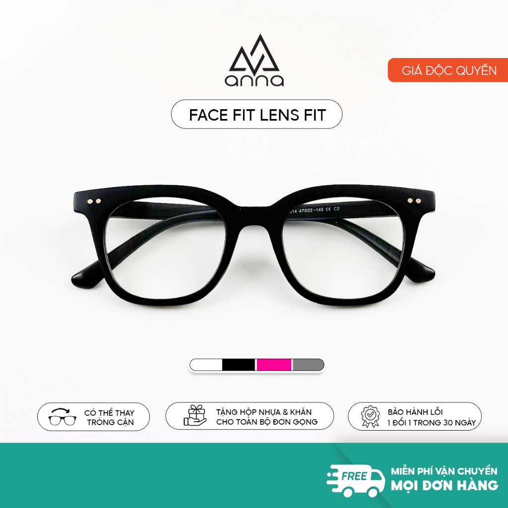 Gọng kính cận thời trang nam nữ ANNA dáng vuông unisex cá tính 614