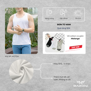 Áo tank top nam cotton 4 chiều co giãn mềm mại thiết kế basic Mardini