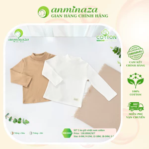 AMI0447 - Set 2 Áo Giữ Nhiệt Thu Đông Bé Trai Anminaza Cotten Dệt Tăm Mềm Mại Ấm Áp
