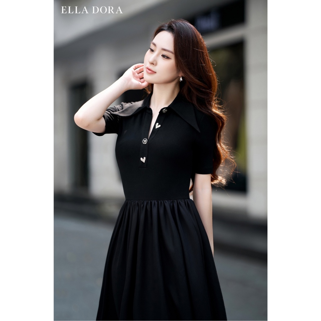 Đầm sơ mi nữ ELLA DORA thiết kế 4 cúc đồng form ôm dáng dài thanh lịch công sở đi làm dạo phố [D249]