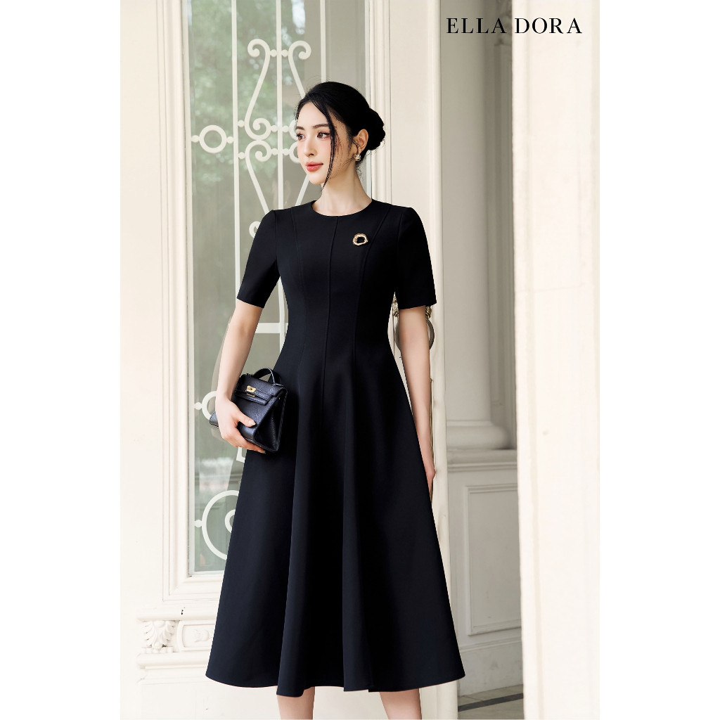 Đầm cổ tròn ELLA DORA bổ mảnh form ôm dáng midi thanh lịch 3 màu ĐỎ/TRẮNG/ĐEN [D250]