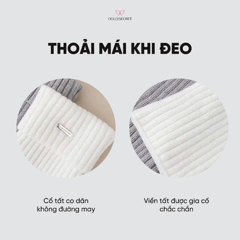 Tất Ống Dệt Kim DOLLY SECRET Tất Dài Ôm Chân Tất Len Thời Trang T03