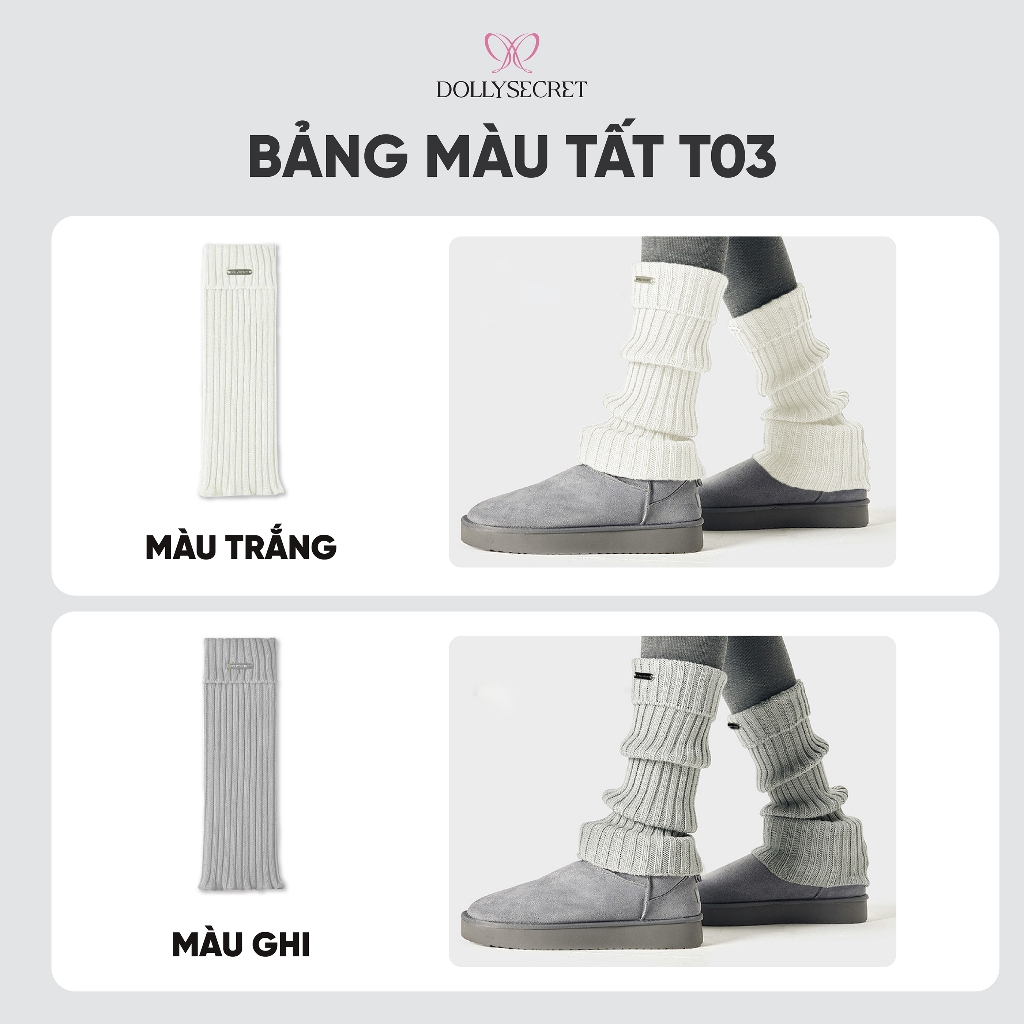 Tất Ống Dệt Kim DOLLY SECRET Tất Dài Ôm Chân Tất Len Thời Trang T03