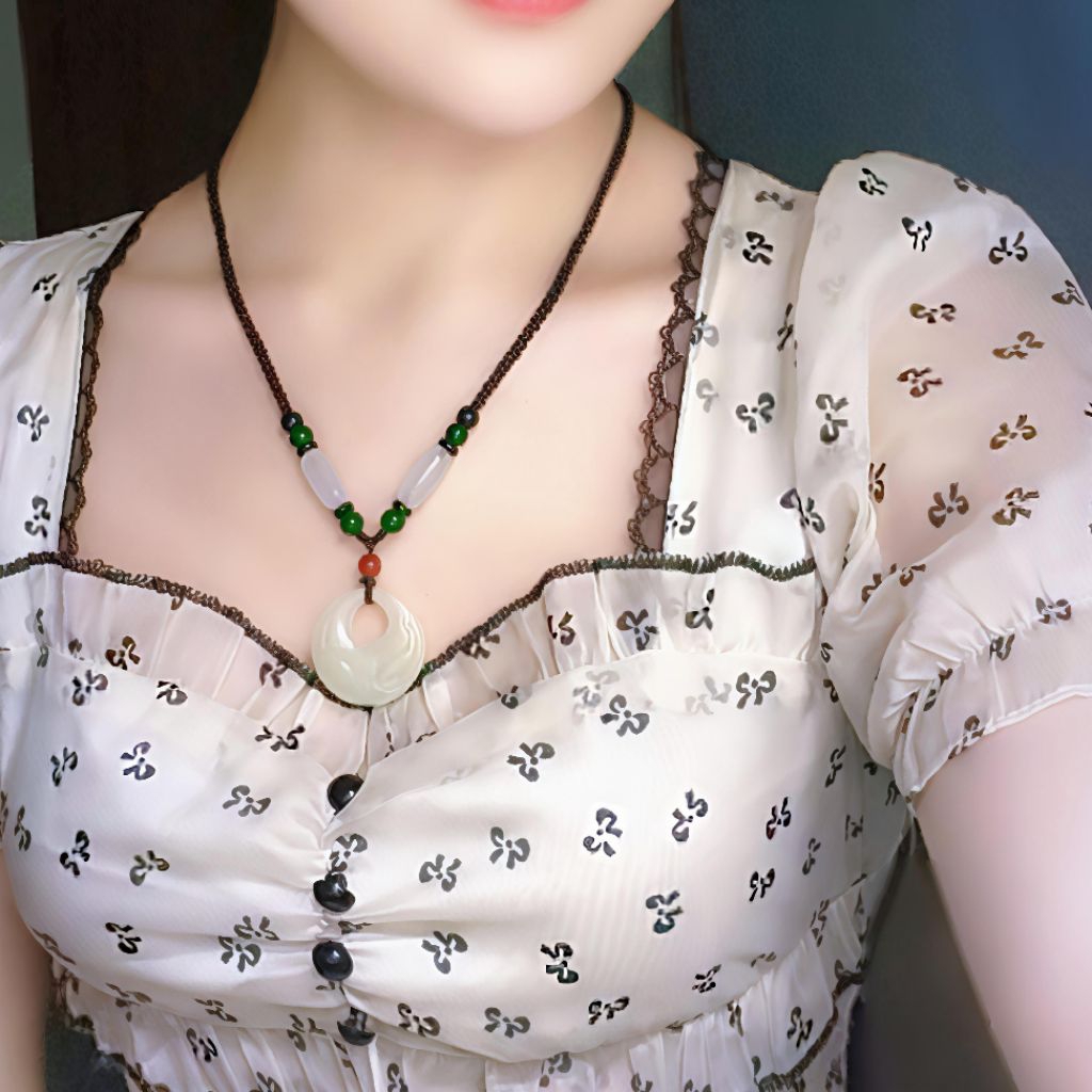Xả hàng mặt bài song ngư ngọc hòa điền tự nhiên, tặng kèm dây đeo shop chọn