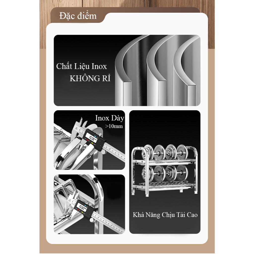Kệ Đựng Chén Đĩa Inox 304 Chống Gỉ 2 Tầng Famistar , Kệ Nhà Bếp Tiết Kiệm Diện Tích, Dễ Vệ Sinh