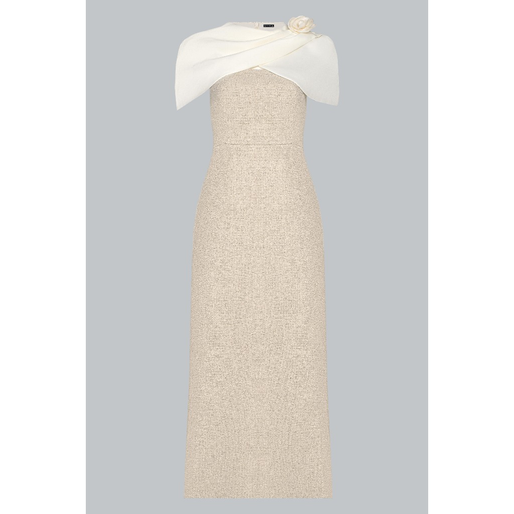 Đầm Dạ Tiệc Tweed 2 Dây Ôm Dài Phối Cape 1F16.2509K. Đầm Dự Tiệc Quiet Luxury, Đầm Tiệc Dáng Ôm Suông Dài Thiết Kế JM