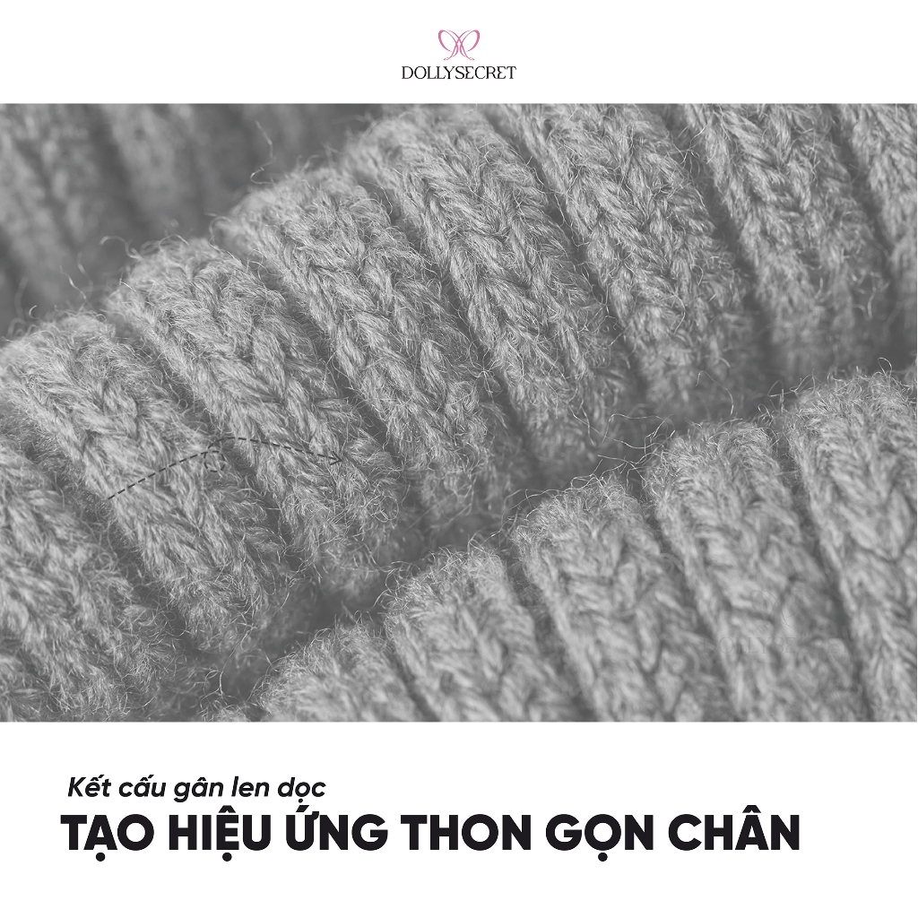 Tất Ống Dệt Kim DOLLY SECRET Tất Dài Ôm Chân Tất Len Thời Trang T03