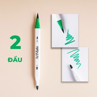 Bút Viết Calligraphy CLASSMATE 2 Đầu Ngòi BRUSH - Ngòi FINE Viết Bullet Journal, Bút Lông Màu Trang Trí Tiêu Đề Cao Cấp