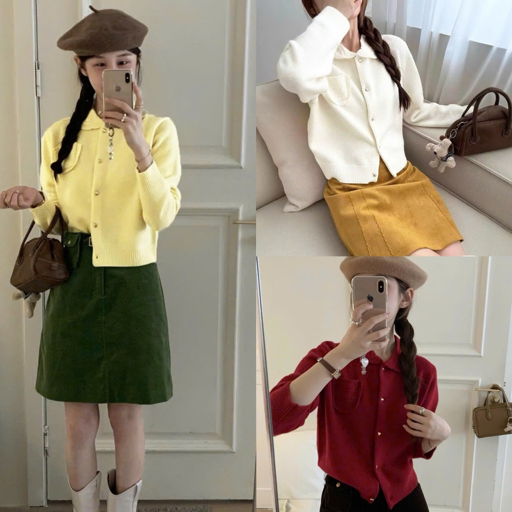 Áo Khoác Cardidgan Mirage Túi Thêu Xinh Xắn Local Brand Chất Len Mềm Mịn.