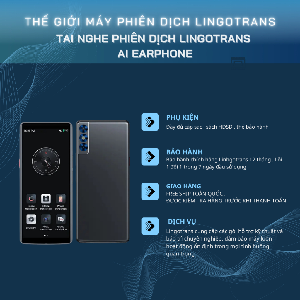 Máy phiên dịch Lingotrans AI XF5 Không cần kết nối mạng Tích hợp Chat GPT dịch ngay tức thì