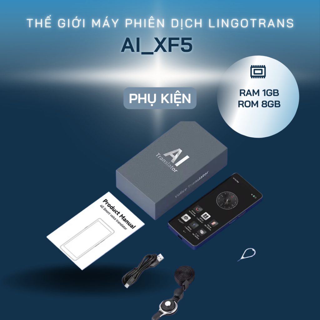 Máy phiên dịch Lingotrans AI XF5 Không cần kết nối mạng Tích hợp Chat GPT dịch ngay tức thì