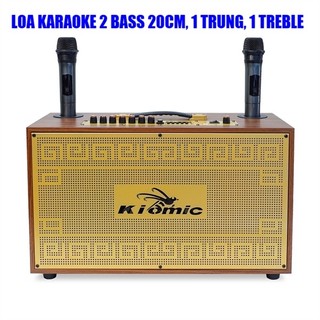 Loa Karaoke Xách Tay 2 Bass 20 KIOMIC K36 PRO 3 Đường Tiếng Kèm 2 Micro UHF Chống Hú, Công Suất 150W