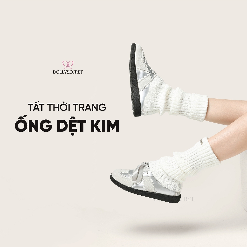 Tất Ống Dệt Kim DOLLY SECRET Tất Dài Ôm Chân Tất Len Thời Trang T03