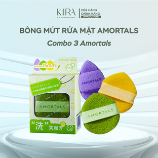 Bông mút rửa mặt Amortals 2 mặt – Dáng giọt nước tiện lợi, làm sạch hiệu quả