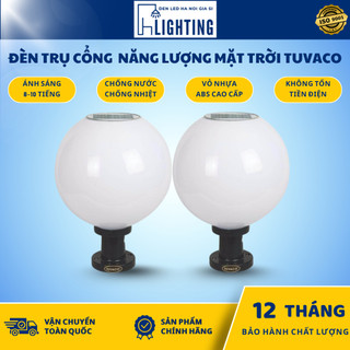 Đèn Trụ Cổng Tròn Năng Lượng Mặt Trời, Đèn Sân Vườn NLMT 4 Màu LED, Chống Nước Ngoài Trời BH 1 Năm