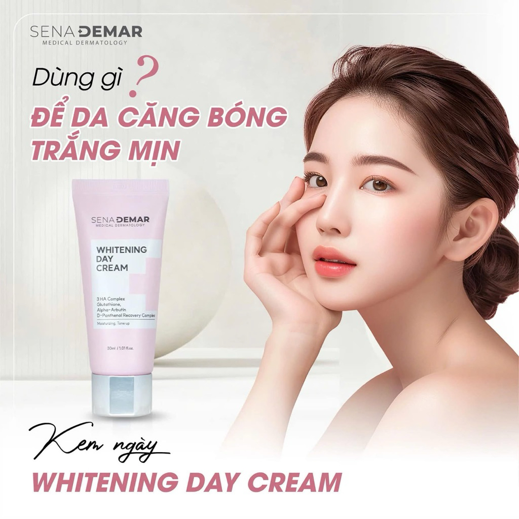 Kem ngày Sena demar whitening day cream 50ml/tuýp - hạn 2028 Hàn Quốc kem ngày senademar  IS452