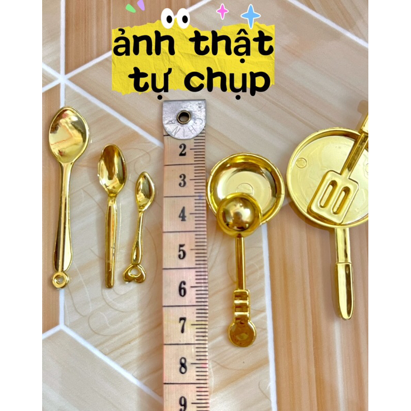 Bộ 11 món dụng cụ bếp mini đồ chơi mô hình trang trí DIY Nhà búp bê, Nồi Chảo Nĩa Muỗng mini decor doll Hiếu