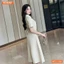 Đầm thiết kế BEMINE cổ sen đính cúc kẻ sọc dáng chữ A phù hợp đi làm-MT11106