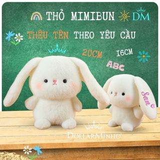 Thỏ Bông MimiBun Thêu Tên Theo Yêu Cầu – Thú Nhồi Bông Tai Dài Dễ Thương, Quà Tặng Bạn Gái 16cm 20cm