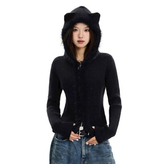 LT - Áo khoác len mũ hoodie tai gấu siêu cute, len mix lông dáng ôm dày dặn kéo khoá style Ulzzang y2k cá tính 1324
