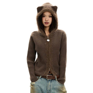 LT - Áo khoác len mũ hoodie tai gấu siêu cute, len mix lông dáng ôm dày dặn kéo khoá style Ulzzang y2k cá tính 1324