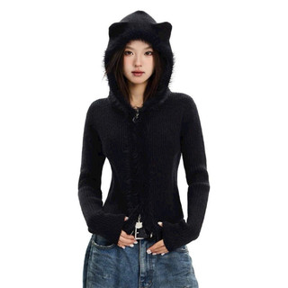LT - Áo khoác len mũ hoodie tai gấu siêu cute, len mix lông dáng ôm dày dặn kéo khoá style Ulzzang y2k cá tính 1324