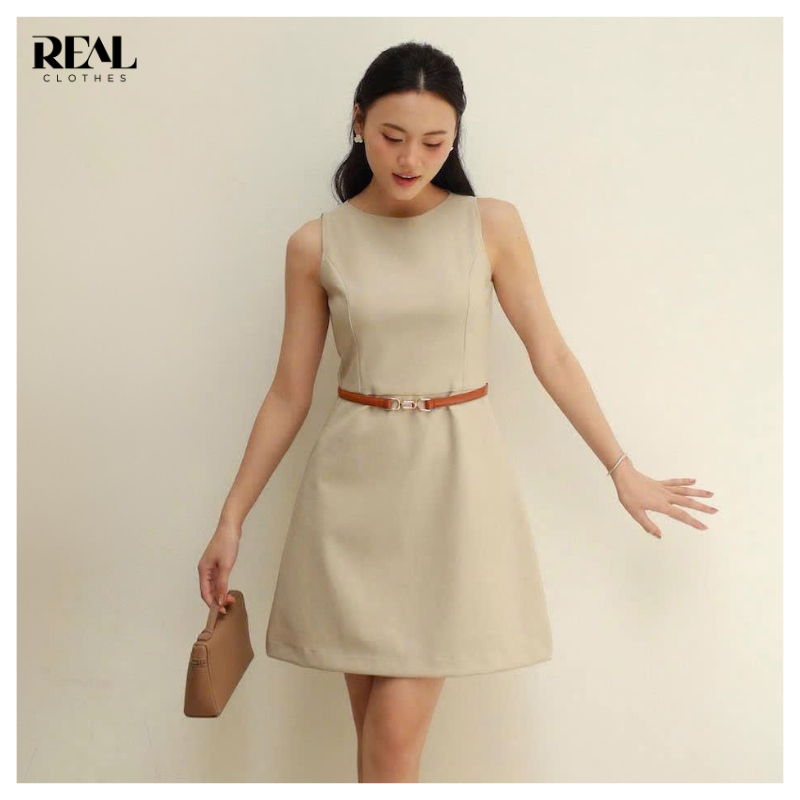 Đầm không tay dáng chữ A cơ bản Jennie be Real Clothes, tôn dáng, thanh lịch
